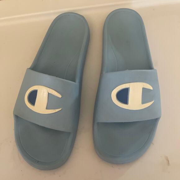 Unisex Slides Champion Sandals Women Size 9 Boys 7 Mint Light Blue - Picture 5 of 6